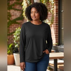3X Classic Black Long Sleeve Top By Zenana